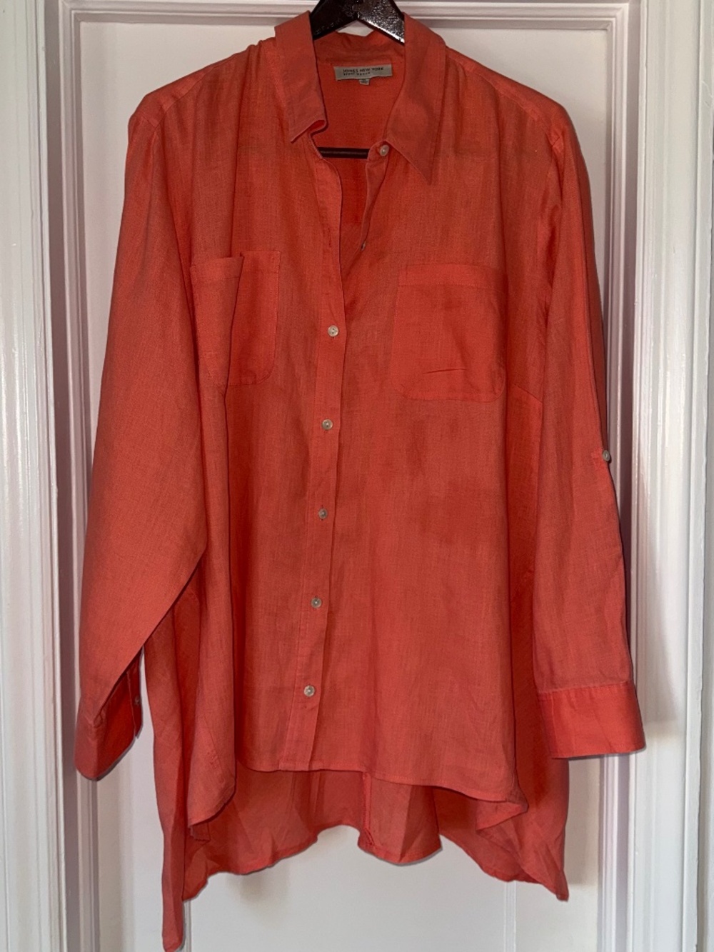 $99 Jones New York Sport Woman - 3XL Salmon 100% Linen Blouse